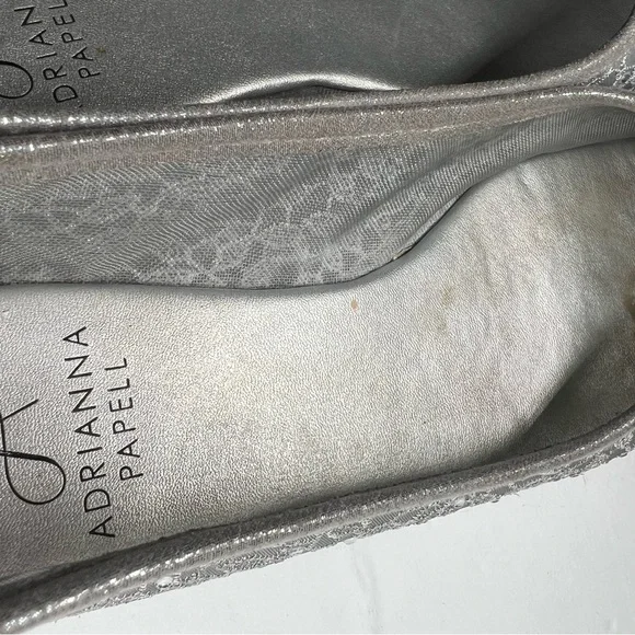 Adrianna Papell Shirley rhinestone embellished ballet flats 8 mesh silver lace - Picture 8 of 9